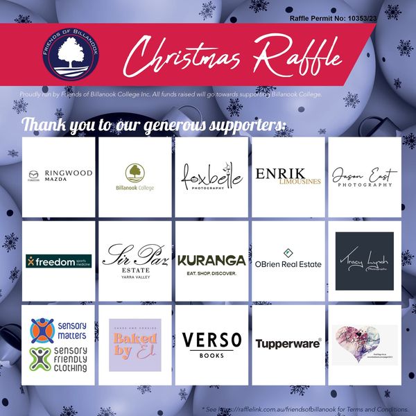 B_nook_College's tweet photo. Don't miss out on the Friends of Billanook Inc Raffle!
Drawn 07/12/23.

https://t.co/75kMdREaQc

Tickets are for sale in Victoria
Ticket Prices: 
$25 each,
5 tickets for $100,
28 tickets for $500,
62 tickets for $1000,
416 tickets for $5000

Full T&amp;Cs: https://t.co/66RP1sHq9i... https://t.co/0qqZeLYWgJ
