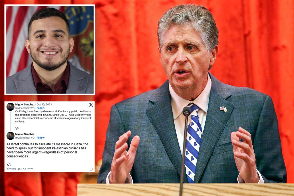 nypost's tweet image. Rhode Island governor fires staffer who called Israel’s war against Hamas a ‘genocide’ trib.al/ChjUtNe