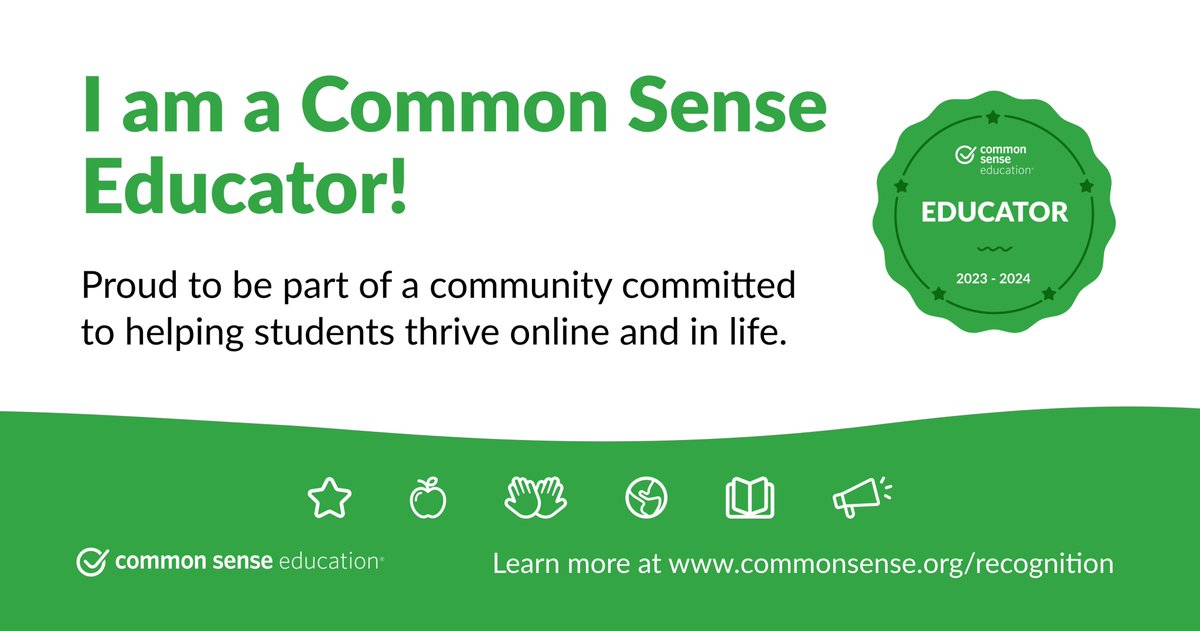 Honored to be a Common Sense Educator!  #CommonSenseEducator