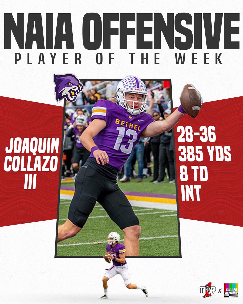 thecfbnetwork's tweet image. Here are this week’s CFBNETWORK X @D1_Rejects NAIA Players of the Week