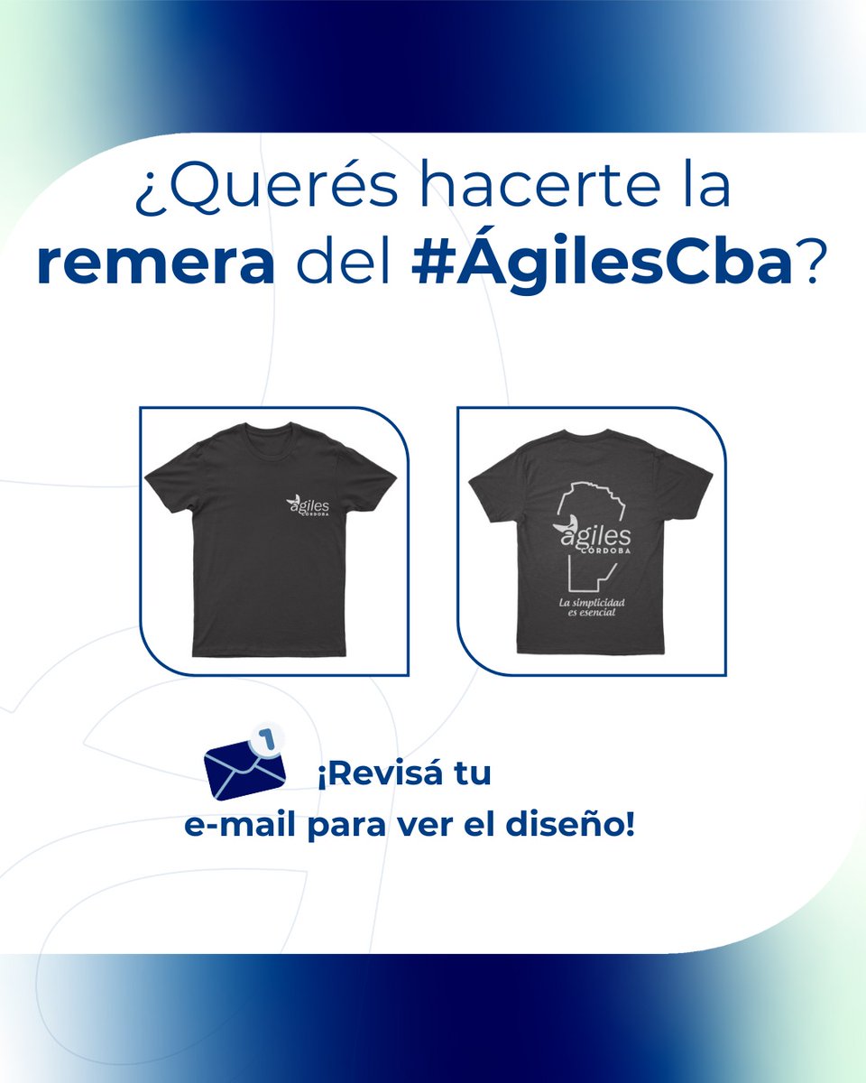 😨 ¿¿No alcanzaste a pedir tu remera?? ¡No te preocupes! 🤩

📲Busca en tu correo el mail que contiene el diseño para que puedas hacerte tu remera!

👉🏻 Recordá que el evento es el 04/11!

#ÁgilesCba2023