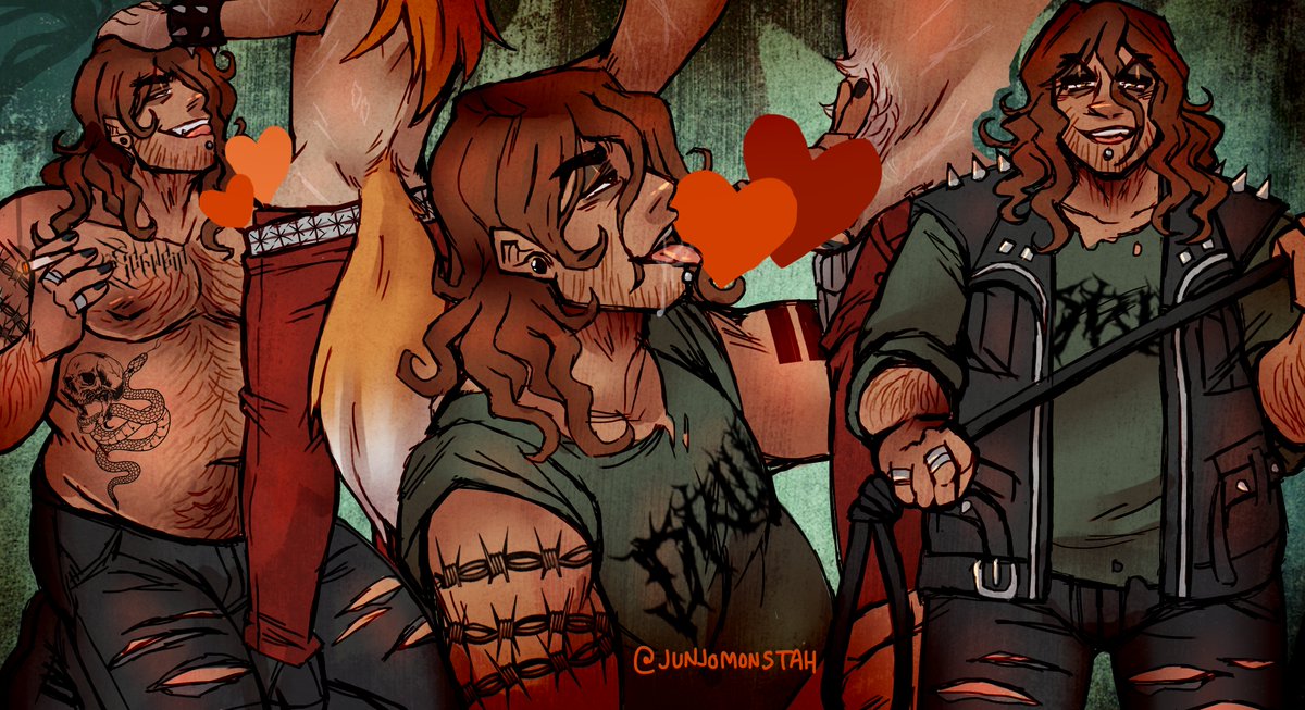 Been meaning to draw <a href="/bitterandrotten/">Bitter🔪🔞 Lawrence Oleander brainrot</a> 's deathmetal designs for a bit so here's some of Strade~ You were so big brained for making those guys dude unu <3