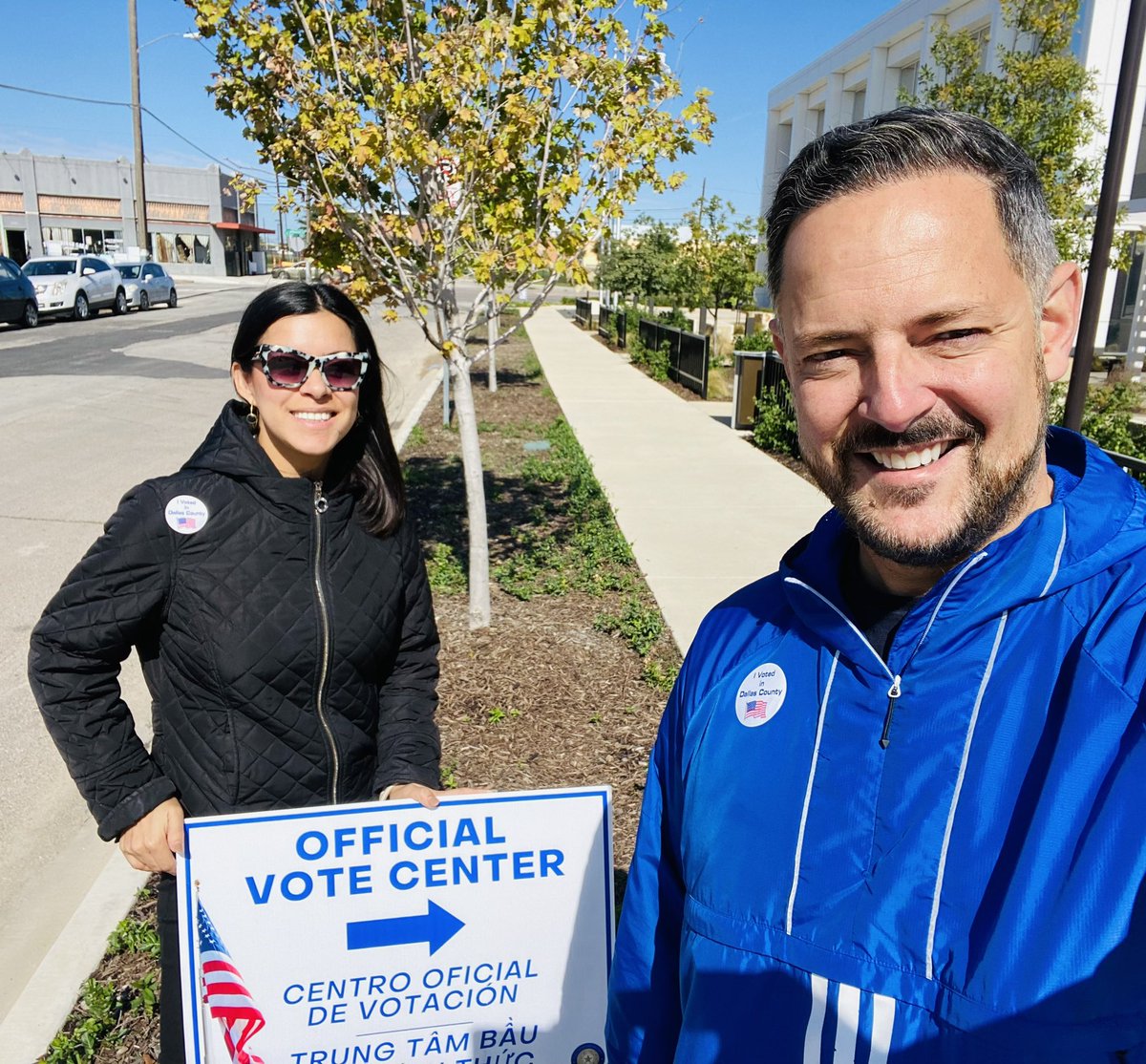 RafaelAnchia's tweet photo. This morning, #LaBoo and I voted YES on Prop 9 to provide our retired teachers with the pension increase they've earned. 

Take your boo, neighbor, or friend to the polls and #VoteEarly! 

There are 14 constitutional amendments on the ballot. Your vote counts. #COLA #TxLege https://t.co/eysaCDYF8X