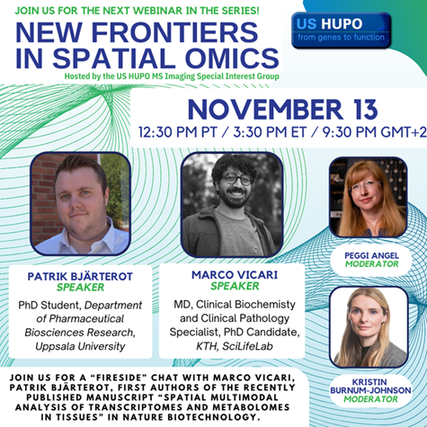 us_hupo's tweet image. Mark your calendars for our exclusive webinar with Dr. Marco Vicari and Dr. Patrik Bjärterot, the masterminds behind groundbreaking work in spatial omics! Explore cutting-edge research in multimodal molecular analysis. Register: bit.ly/45XAKzo #SpatialOmics