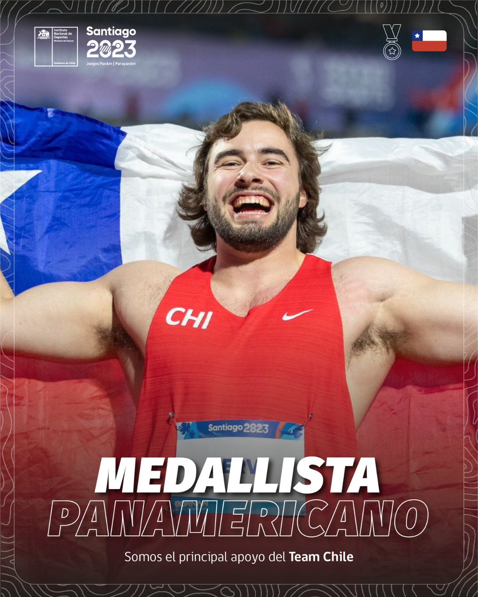 ALEGRÍA MÁXIMA 🥇🇨🇱 Lucas Nervi hace historia en los Juegos Panamericanos al titularse campeón en lanzamiento del disco en Santiago 2023. El atleta logra la sexta medalla de oro para Chile y recibe el cariño de todo el Estadio Nacional ¡Grande 💪💪!
#Santiago2023 #ChileCompite