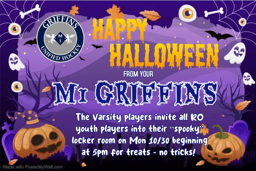 HockeyGriffins's tweet photo. M1 Griffins were all treats no tricks tonight for their 6U and 8U super fans #happyhalloween #rollM1 @ROHSAthletics @BerkleyAthletic https://t.co/Mgc9ps5tY8