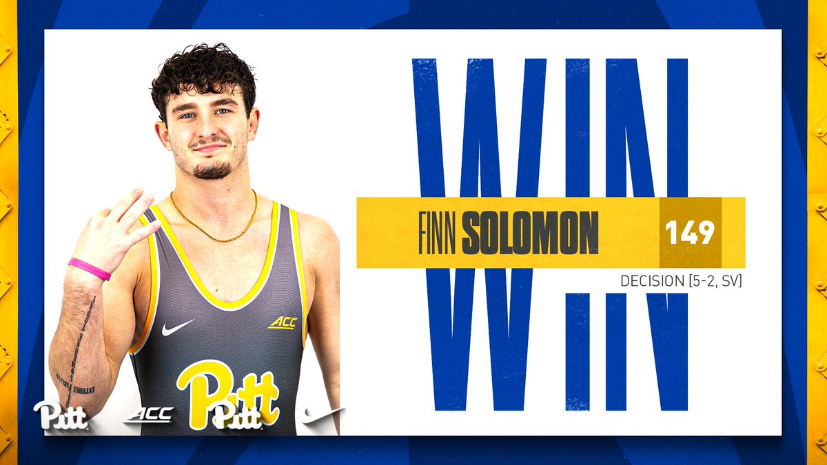 Pitt_WRES's tweet photo. WINNER » Finn Solomon👏   

SUDDEN VICTORY at 149 for the transfer in a great final bout with Kelin Laffey!

Blue wins tonight, 20-17.

#H2P » #PINZBURGH https://t.co/i8OvL41NWb