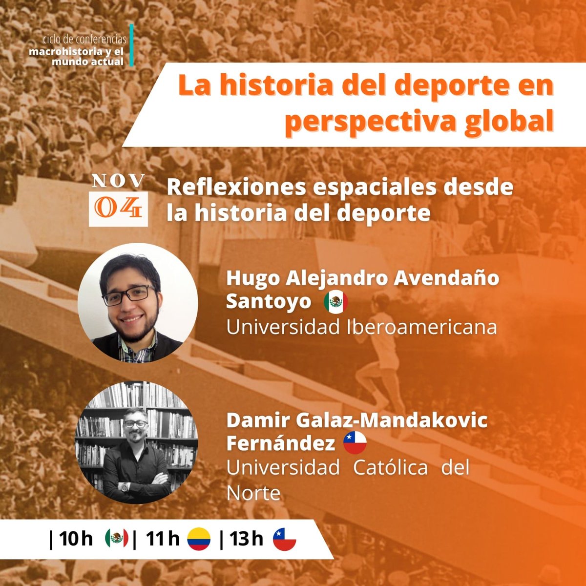 Macrohistoria1's tweet photo. Próximo sábado inicia el ciclo "Historia del deporte en perspectiva global" 
 
Avendaño: Automovilismo deportivo global, una perspectiva desde México y Argentina 

Galaz-Mandakovic: El desarrollo del baseball en un desierto minero.

Acceso/inscripción: https://t.co/TyY42spYTo https://t.co/0sFpWduZ6q