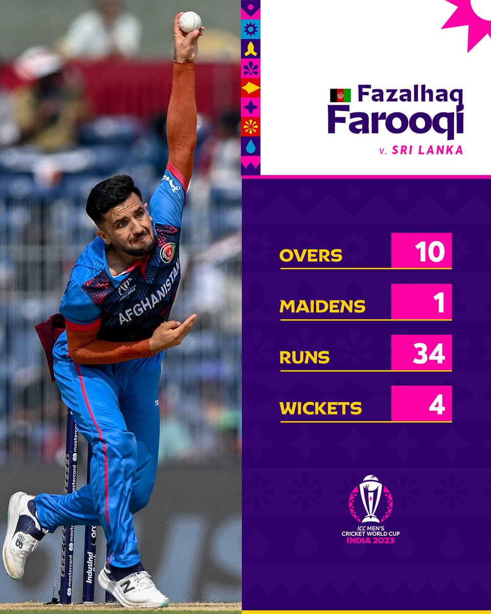 Fazal Farooqi was at his best today for Afganistan 🇦🇫 against Srilanka 🇱🇰
#AFGvsSL #CWC23INDIA #CWC23