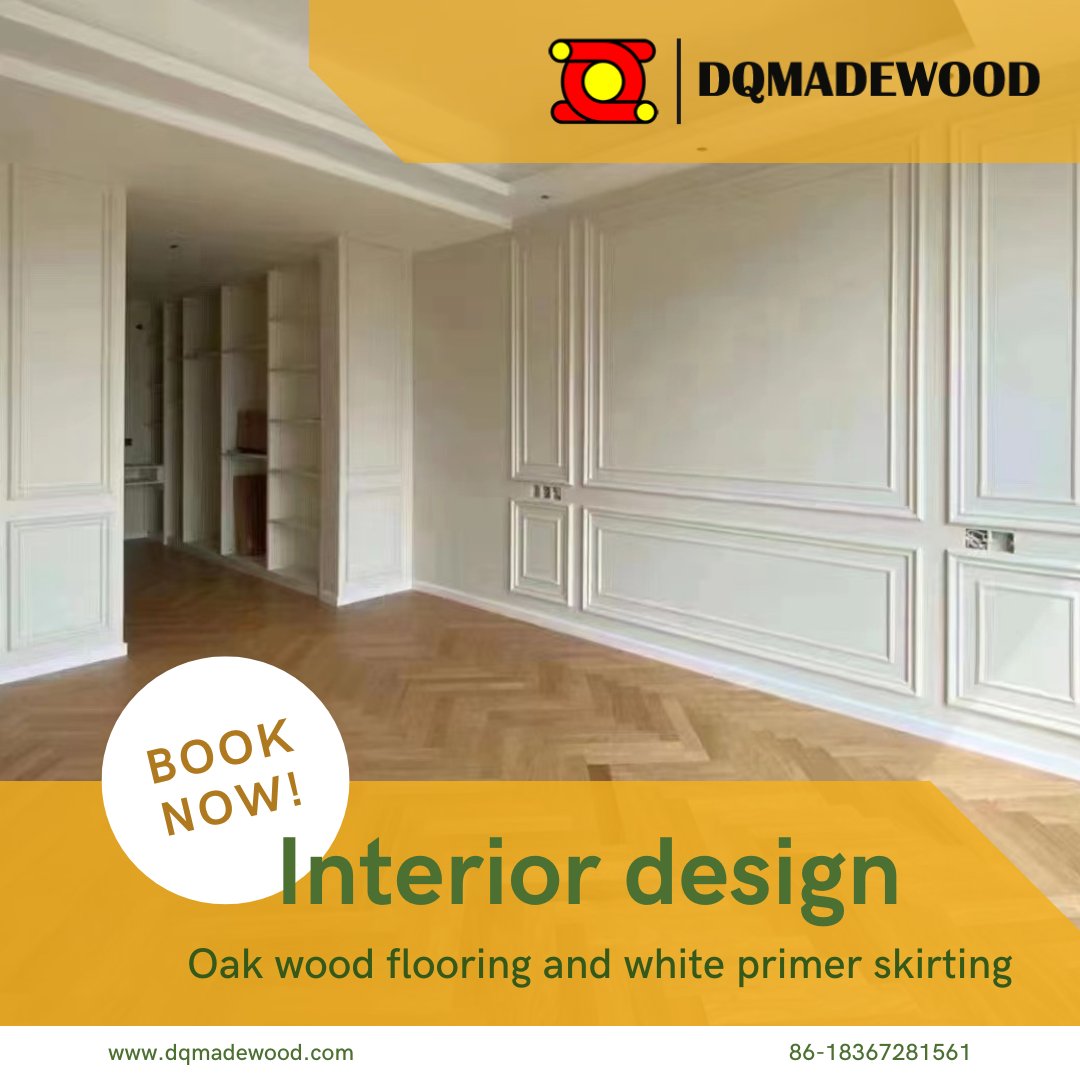 Oak wood flooring and white primer moulding
dqmadewood.com
#luxuryflooring #customflooring #modernwoodworking #luxuryinterior #woodfloor #hardwood #floordesign #interiorflooring #luxuryhome #flooringproducts #hardwoodfloor #interiordesign #remodeling #hgtvdreamhome