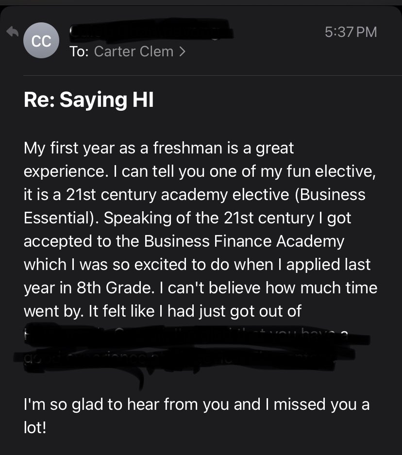 Always enjoy hearing from past students! So rewarding. #ops #grateful #proud #teacher