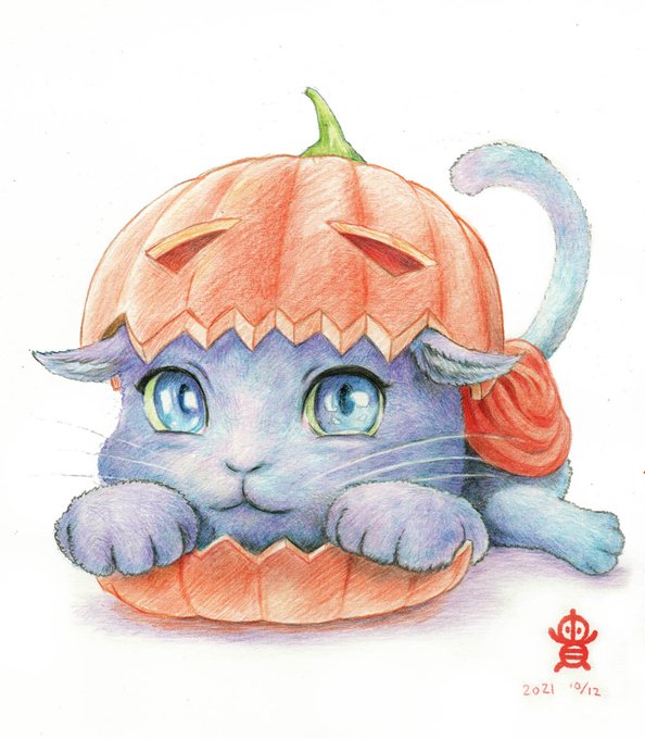 「cat jack-o'-lantern」 illustration images(Latest)
