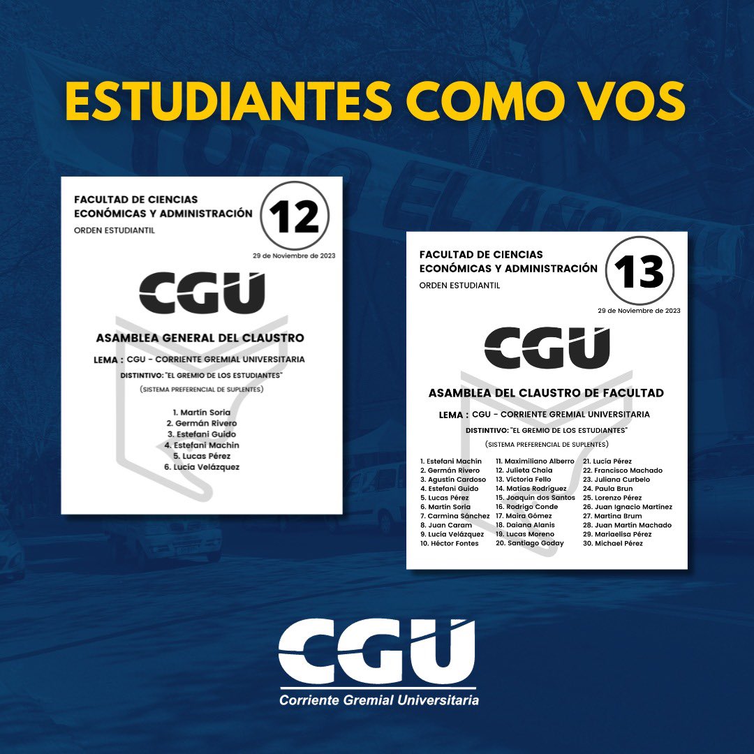 Este 29 ¡VOTÁ 1️⃣2️⃣ y 1️⃣3️⃣!

Te presentamos a una partecita del equipo que va a representarte en la AGC y en la ACF.