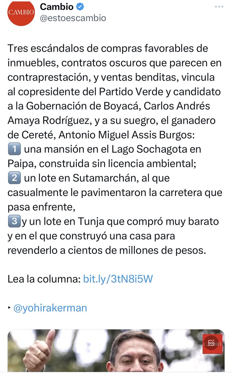 GustavoBolivar's tweet photo. Si la crítica que me hacen es: "sin untarse nadie llega", es porq Colombia aún no está preparada para la política decente. 
Dilian, Amaya, Blel, Char, Yahir Acuña, Fico, Escobar, Rendón, la candidata de Cielo Gnecco y el hermano de Macaco ilustran nuestro masoquismo y complicidad https://t.co/b1BoAdJoiU