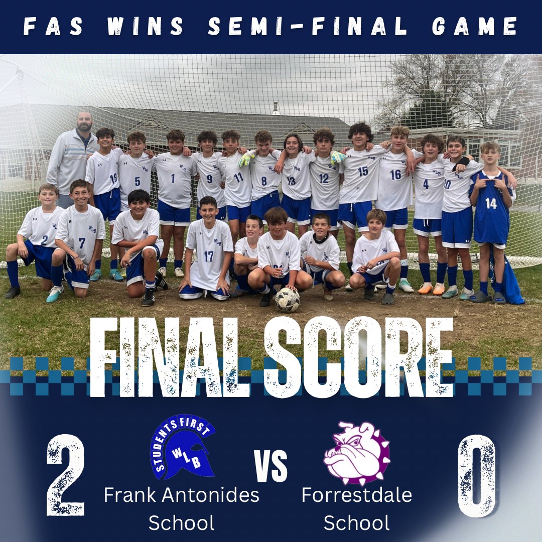 RTCTraining's tweet image. The undefeated streak continues as the FAS boys soccer team, coached by Mr. Vella, beats Forrestdale 2-0 to advance to the Championship game. The game will be at HOME on Thursday at 3:30pm. Come out and support the team. @WLBSup @WLBSchools @FAS_principal