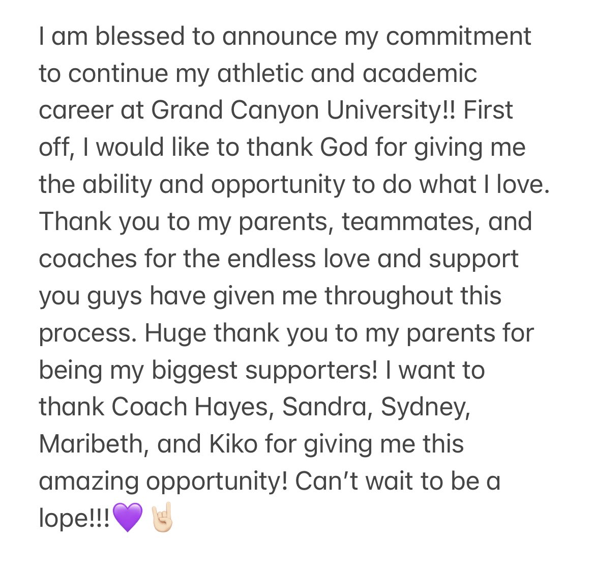 LOPES UP!!!💜🤘🏻 #committed #lopesup @GCU_Softball @GCU_Lopes @sydneysherrilll @MaribethGorsuch @SandraWente @kierra_mcfadden @wfordstrength @WfordEagles @OKAthleticsAcad