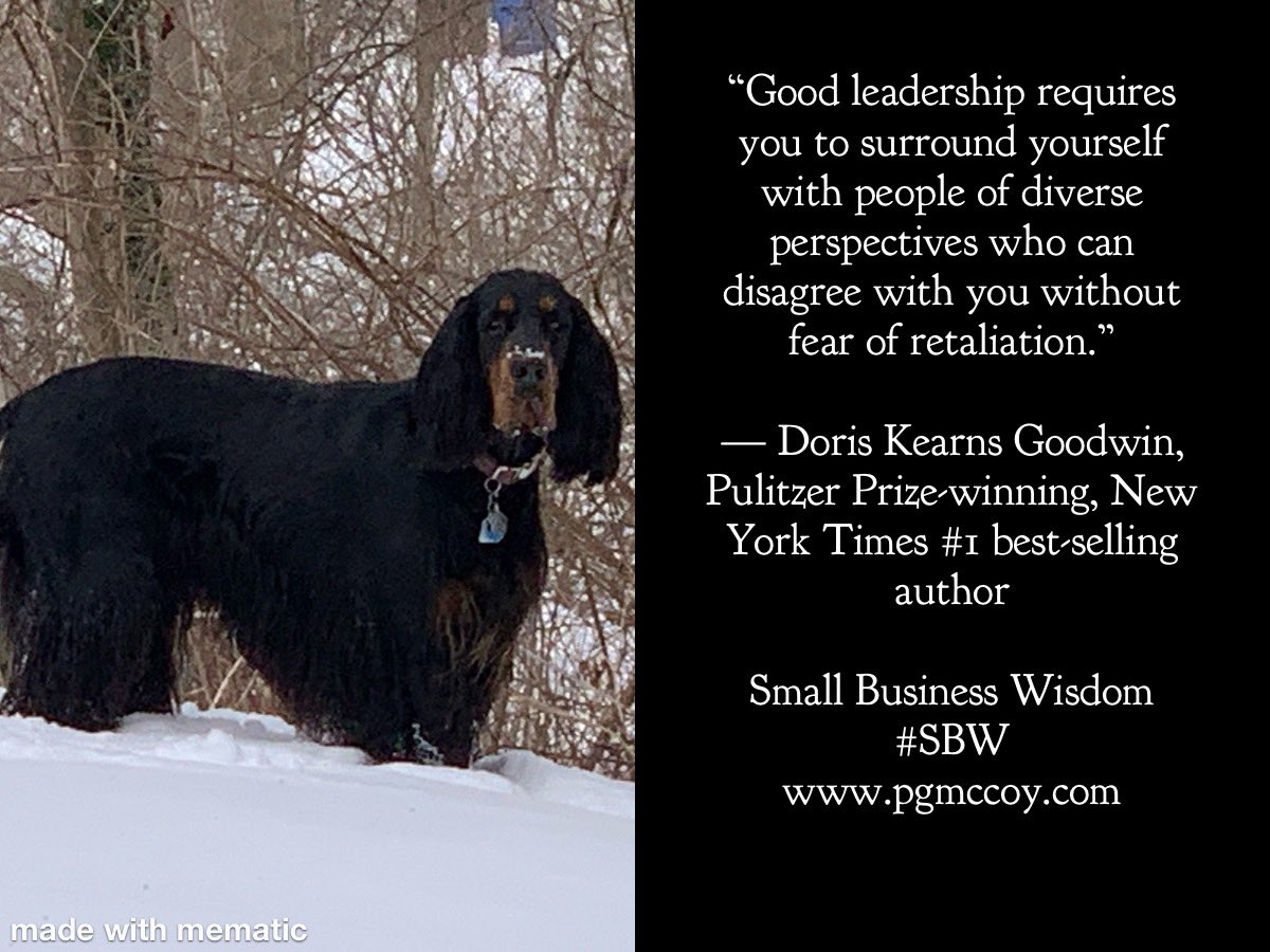 MccoyMba's tweet photo. “Good leadership requires you to surround yourself with people of diverse perspectives who can disagree with you without fear of retaliation.” 

— Doris Kearns Goodwin, Pulitzer Prize-winning, New York Times #1 best-selling author

 #SBW
https://t.co/zi57bGWq63 https://t.co/2zkoARLUw9
