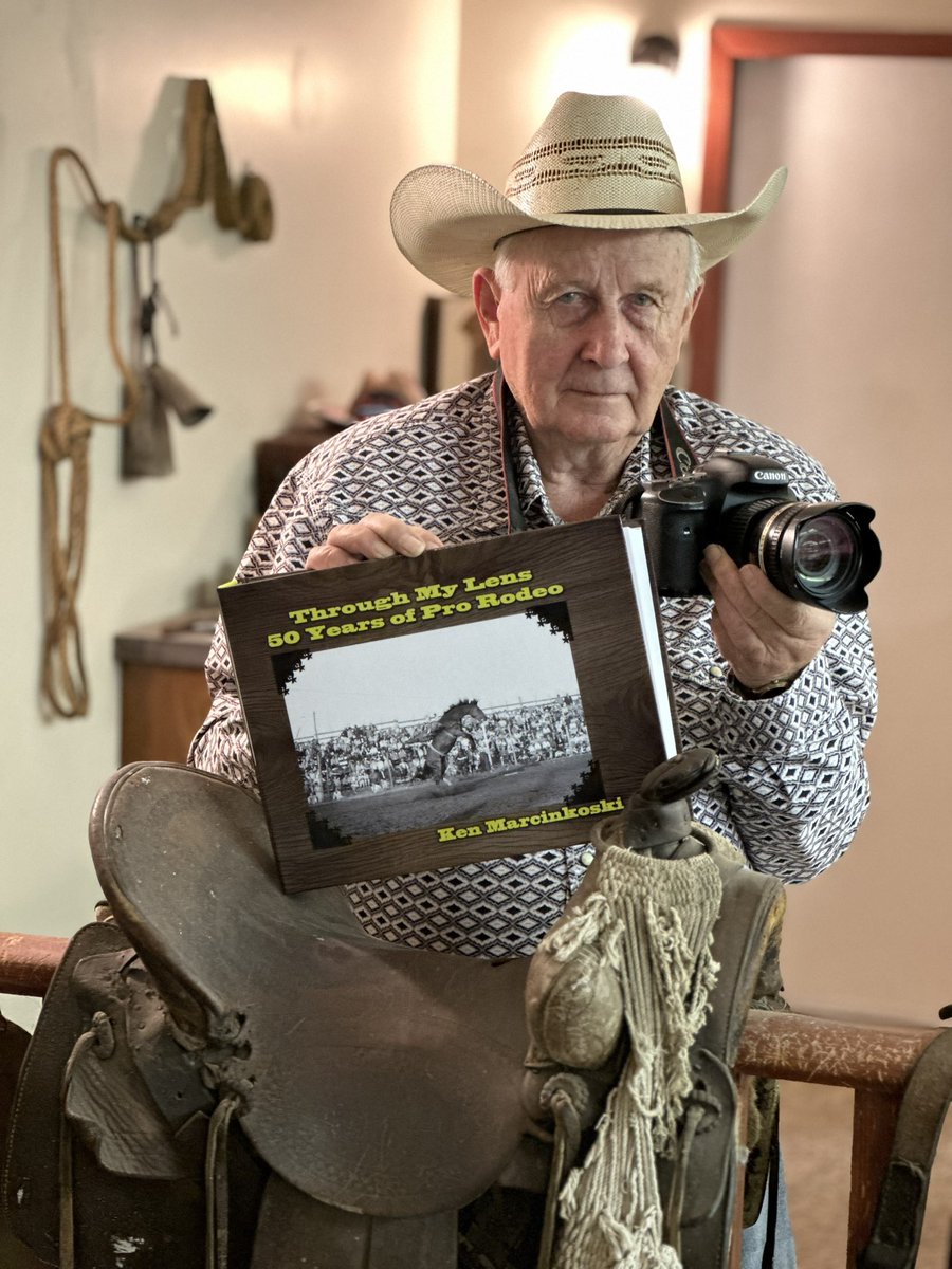 marymacarthur's tweet image. My friend Ken Marcinkowski, of #Camrose just received his newly published book on his 50 years of pro rodeo photography. Ken has thousands and thousands of photos in his collection. His 360-page book is just a sample of the photos. #rodeo #cfr @cfredmonton @RAMRodeoReport