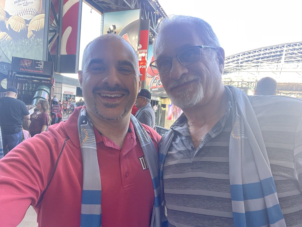CallDT's tweet photo. Here at our FIRST-EVER World Series to see my team, flying across the country to see my Arizona Diamondbacks with my Dad! I know you’re watching Pop Miller… &amp; you’re here with us. I feel it! 🐍🐍❤️🖤

#DBacks #SnakeBitten #Diamondbacks #Diamondbacks #Arizona #MLB #WorldSeries https://t.co/EpQvBTCQ3T
