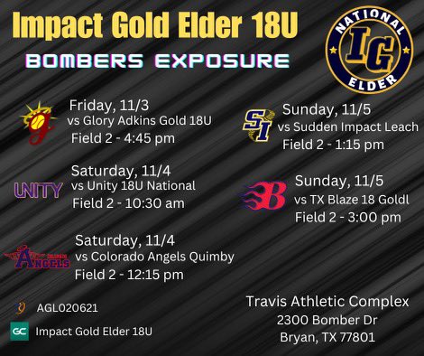 Bombers Exposure Event this weekend! Bryan/College Station Area.
#IGElder18UTeam2