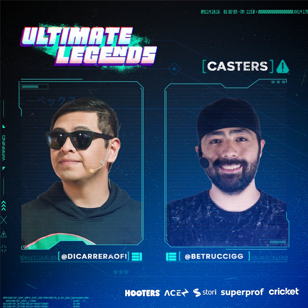ligaaceesports's tweet photo. 🎙@DiCarreraOfi y @BetrucciGG serán los poderosos casters en cámara. ¡Prepárate para que tus jugadas más épicas sean narradas por su voz en #UltimateLegends!
📄Registro: https://t.co/LysVdGGzAx
📆 7 al 9 Nov
@HootersdeMexico | @mi_stori | #SuperprofMexico | @cricketwireless https://t.co/TjOy86LAxO