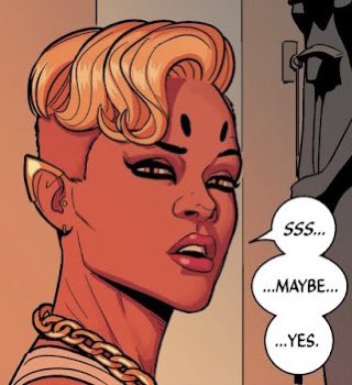 MUTANTFERAL's tweet image. she approached the open door , peeking past its frame to spot the man she had just been with . 

now fully stepping out , she placed a hand on one of her curves with her eyes fixated on him . 

‘ ‘ crazy artifact , right ?  ‘ ‘

[ #𝘼𝙃𝙅𝙄𝙉  ]