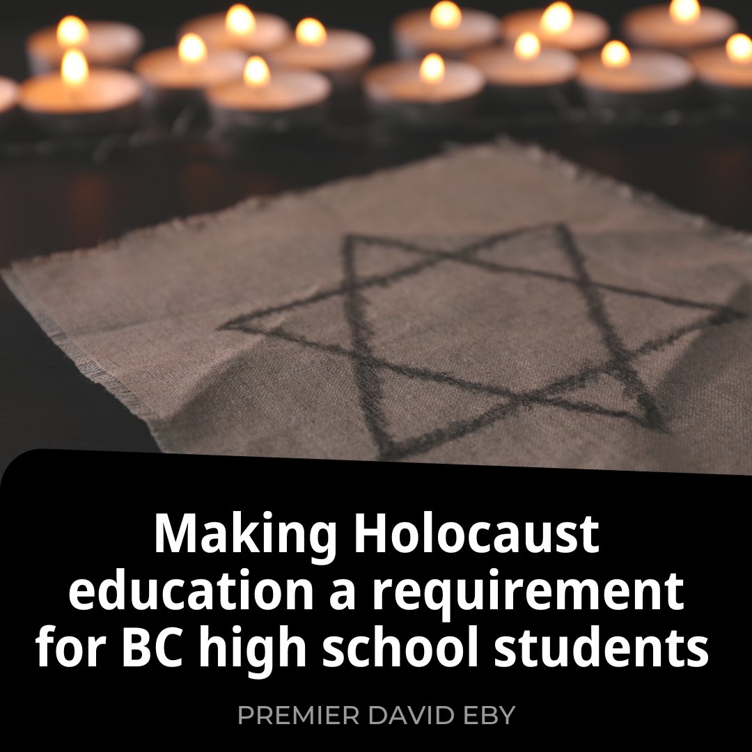 For BC’s Jewish community, recent days have been frightening. A significant rise in antisemitic incidents here in BC evokes painful memories. Combatting this kind of hate begins with learning from the darkest parts of our history, so the same horrors are never repeated. (1/3)