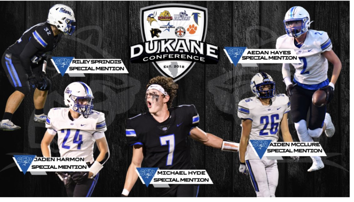 Congratulation to our Special Mention All Dukane selections @SCNFBplayers Riley Sprindis Jaden Harmon Mike Hyde Aiden McClure Aedan Hayes