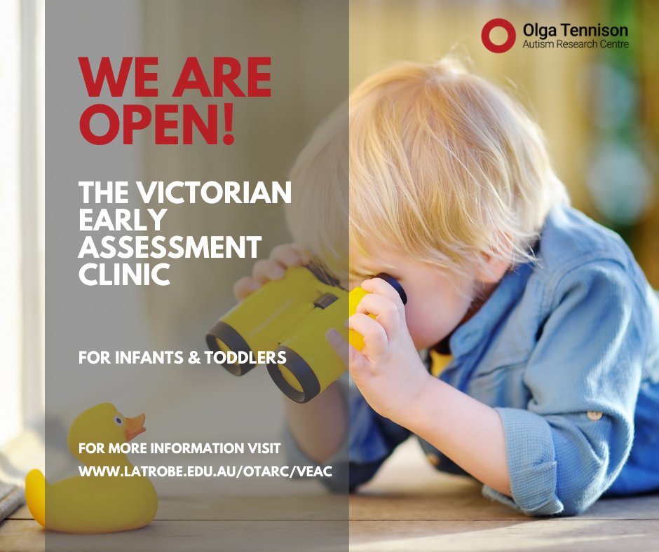 Our Victorian Early Assessment Clinic (VEAC) is now open!! The VEAC provides families with a comprehensive needs assessment and differential diagnosis for children aged 12 - 36 months old. To book an appointment click latrobe.edu.au/otarc/veac
#autism #otarc #autismvictoria #vicgov