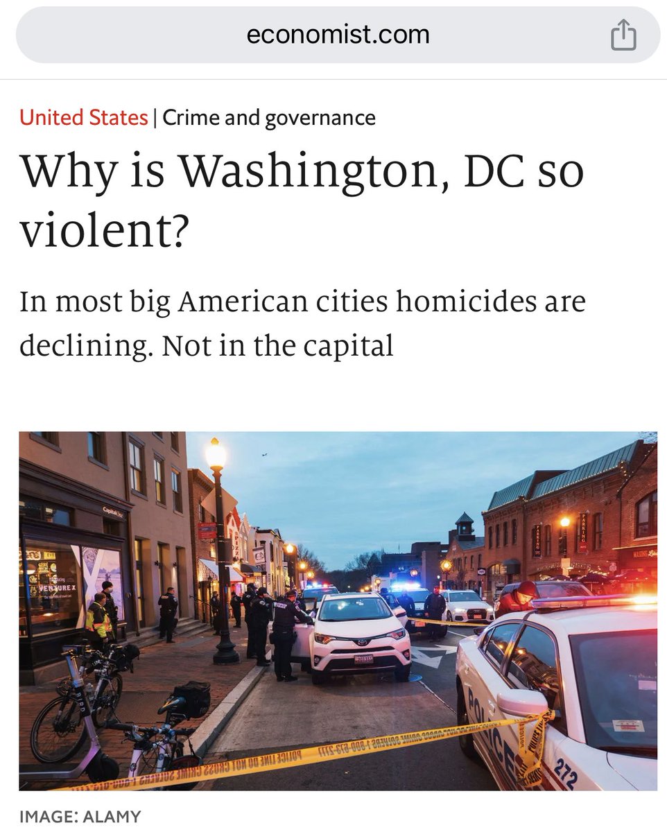 Now the @TheEconomist weighs in on the DC Crime Crisis. Will be great for international tourism. economist.com/united-states/…