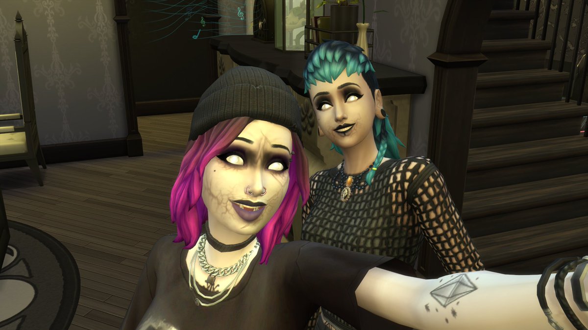 izzymallow's tweet photo. showing off my emo vampire couple since it's spooky time 🧛💕🎃 #Sims4 #ShowUsYourSims #vampires #Halloween https://t.co/MPznbRcKcW