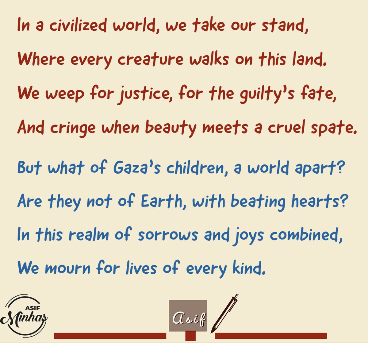 asif166's tweet photo. My first ever attempt in English. #GhazaUnderAttack  #Stop_the_double_standards #StopWar 
#HumanitarianCrisis #WarCrimes https://t.co/lmqlX7sdAR