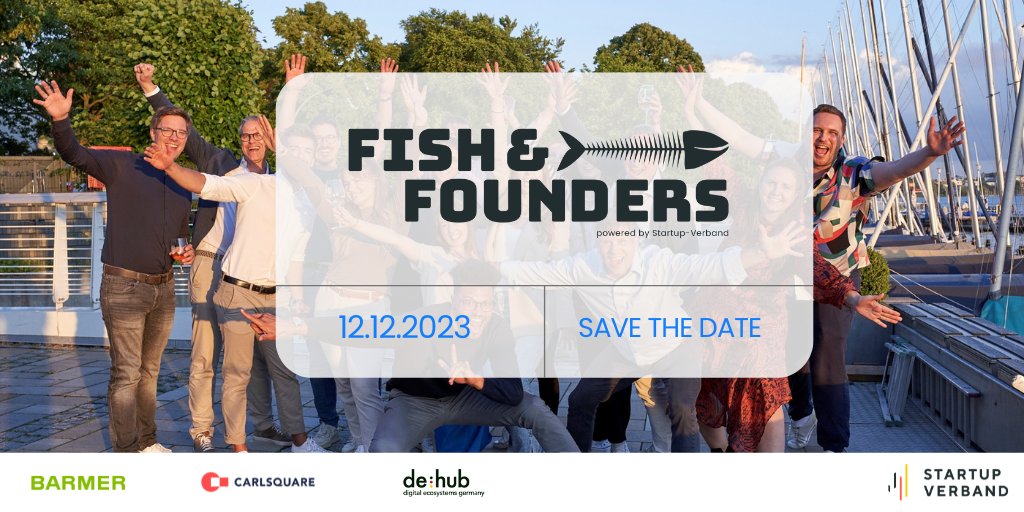 Hamburg, aufgepasst! #FISHANDFOUNDERS nächste Runde nach Sommererfolg am 12. Dezember 2023 🥂🐟 Tolle Founders Stories, Regionalauskopplung Hamburg des #DSM und mehr ✨ #SaveTheDate Anmeldung folgt – lohnt sich!