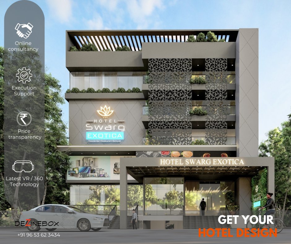 DezineBox's tweet image. Introducing The Swarg Exotica Hotel Project, where luxury and elegance come together to provide an extraordinary experience.   #hotelproject #commercialproject #luxuryhotel #hoteldesigns #architect #dezinebox