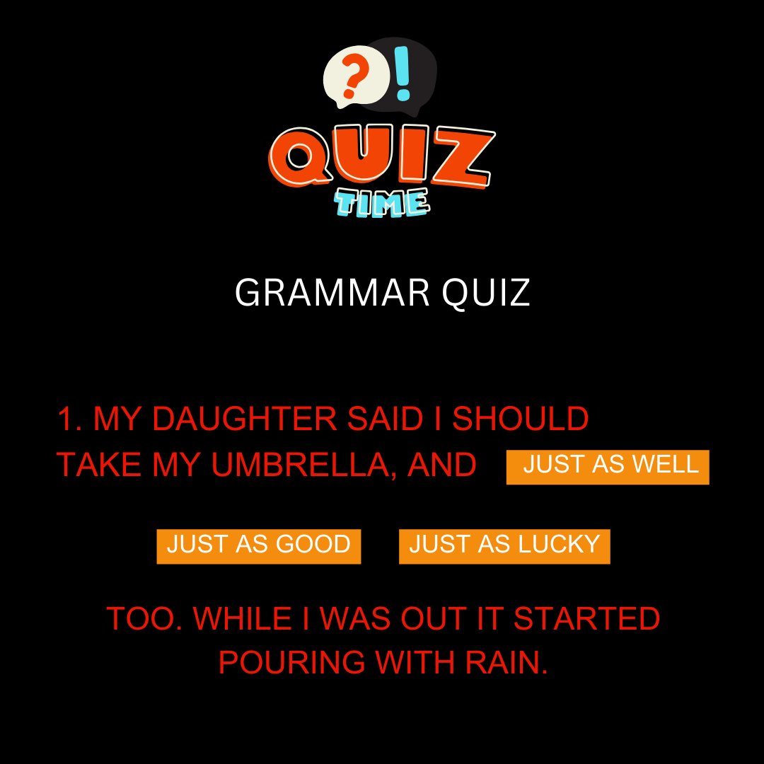 Check Your English Level for free 📷
Let's have an expression quiz📷
#expressionquiz
#quiztime
#testyourknowledge
#grammarquiz
#englishquiz
#vocabularyquiz
#languagequiz
#funquiz
#learnenglish
#englishlearning
#englishpractice
#learnexpressions
#usingexpressions
#idioms
#proverbs