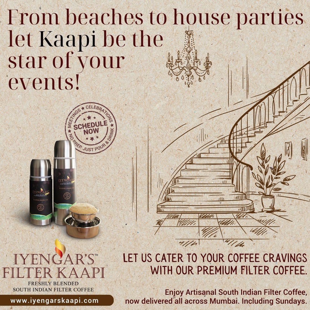 iyengarskaapi's tweet photo. From sandy shores to lively house parties, let coffee be the star of every occasion. 📷Available across Mumbai!
.
For more info log onto- https://t.co/AvmzyXYNiy
.
.
.
#iyengarskaapi #filterkaapi #southindianfilterkaapi #mumbai #loveforcoffee #readytodrink #aroma #southindian https://t.co/pWvk0KiVlA