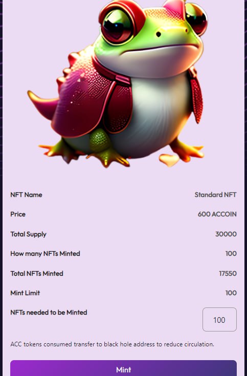 🤩Sales volume exceeded 50% within hours of NFT mining going online🔥🔥🔥
⬇️⬇️
accoingamefi.com/dapps/nft-mint…