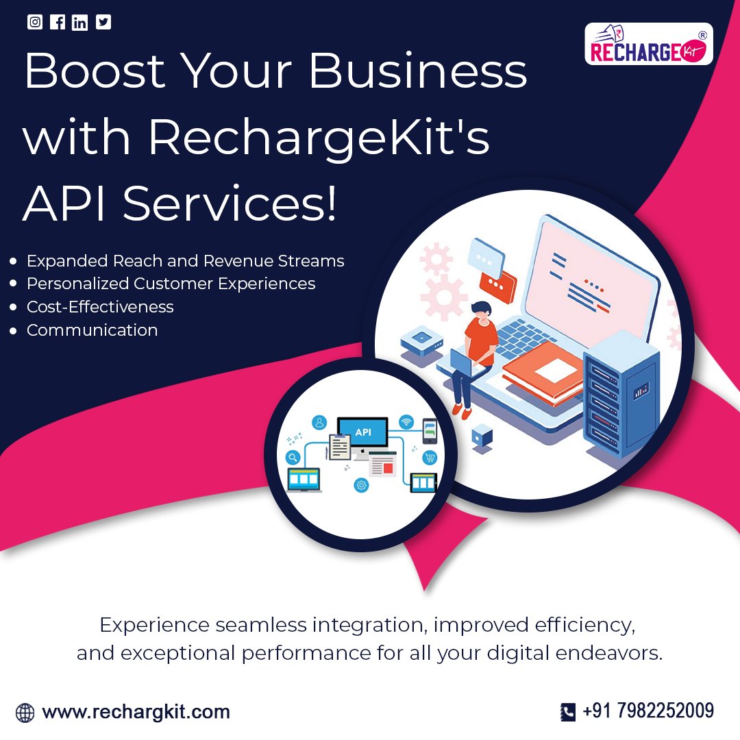 RechargeKit's tweet image. &quot;Unlock the power of seamless integration with RechargeKit&apos;s API Services! 🚀 Boost your business to new heights with improved efficiency and exceptional performance for all your digital endeavors. 

Call Us For More Details: 7982252009

#RechargeKit #APIservices #EfficiencyBoost