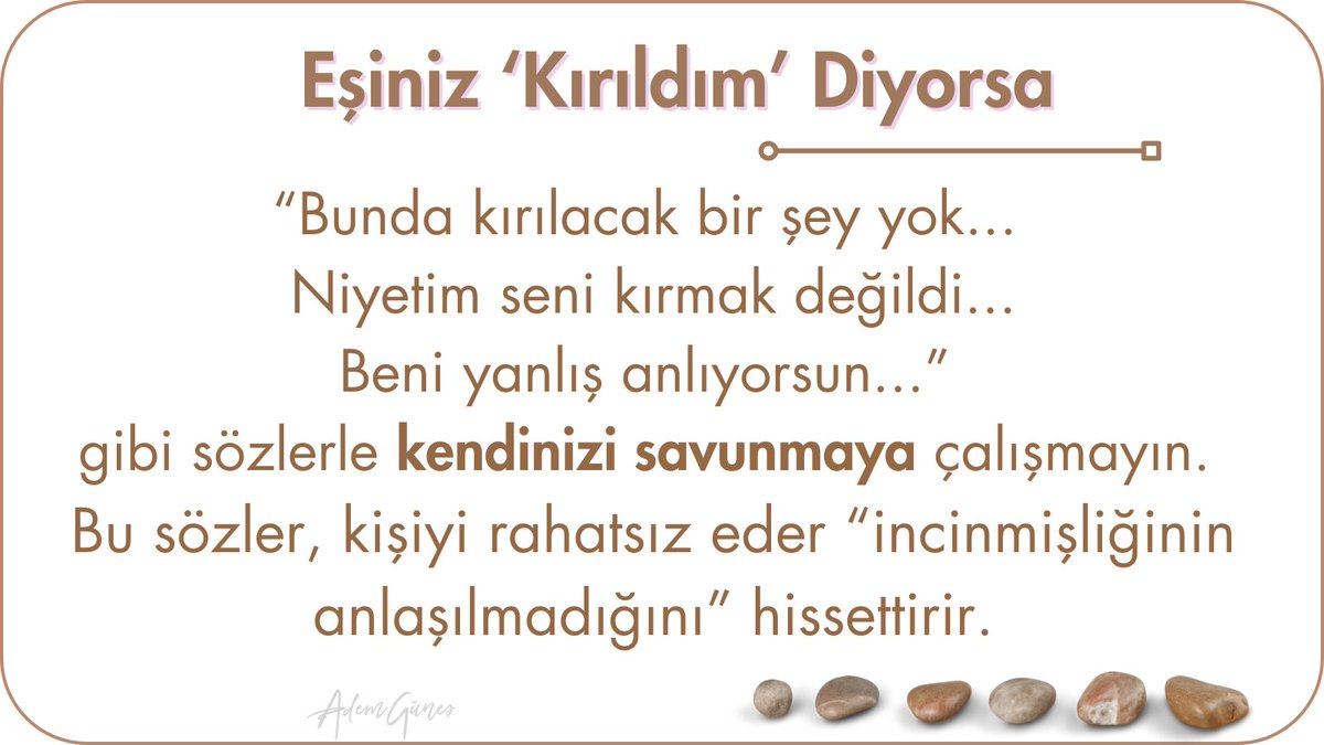 Adem_Gunes's tweet photo. Biri kırıldığını söylüyorsa, kendinizi savunmak yerine “Seni kırdım, biliyorum, özür dilerim” demekten çekinmeyin.

Özür dilemek kişiyi küçültmez, aksine özür dileyebilecek kadar olgun olduğunu gösterir. Özür dilemek, karşıya fırsat vermek değil, kendini düzeltmeye şans vermektir https://t.co/Y3cE8BnahX