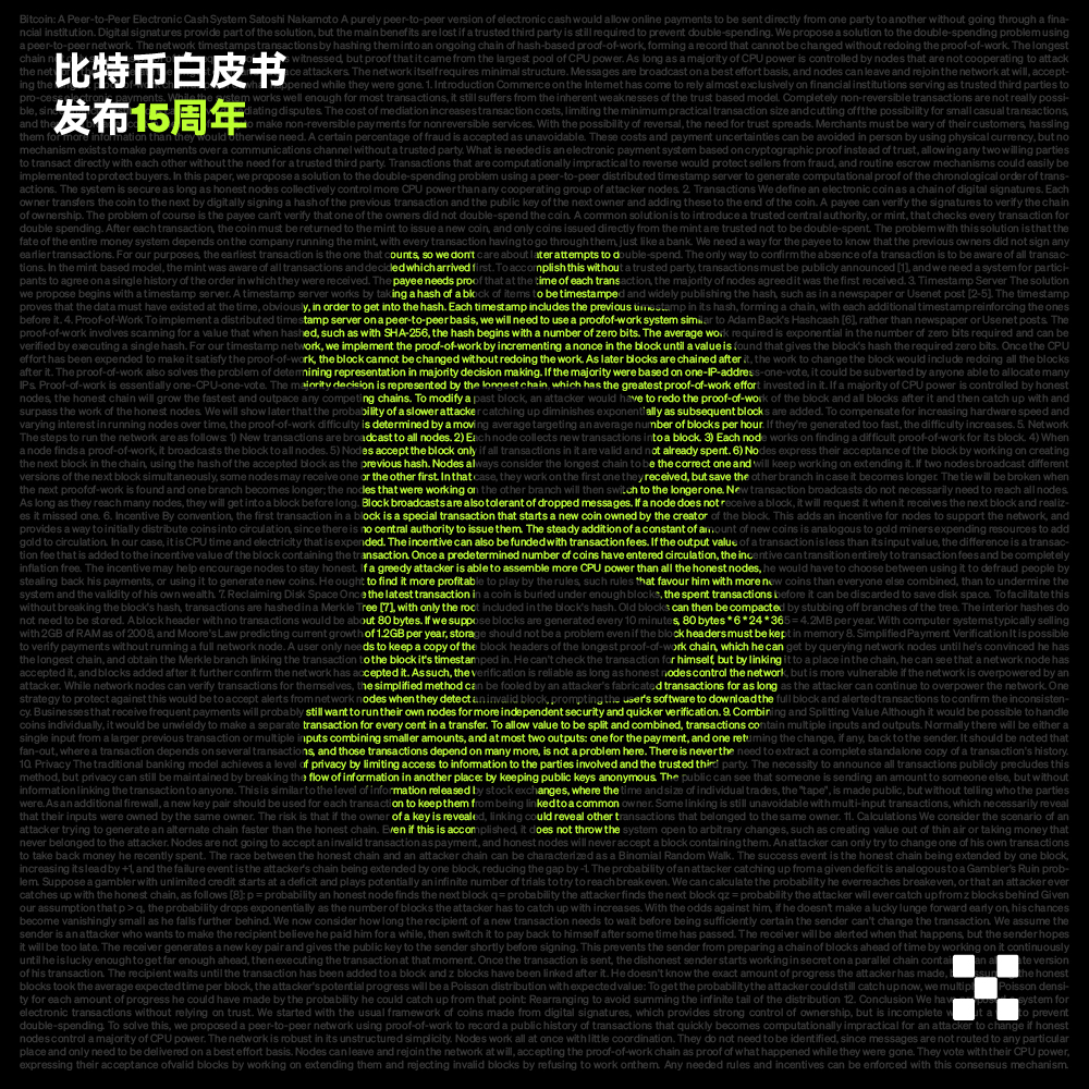 📑2008年10月31日，中本聪发表了《Bitcoin: A Peer-to-Peer Electronic Cash  System》，命运的齿轮开始转动... 🙋‍♀️你第一次听说比特币是哪一年？关注+转发，分享你与#