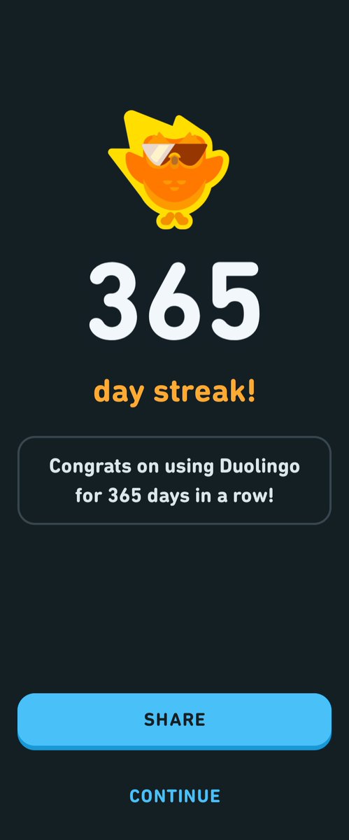 Un poco todos los dias para un año = A little every day for a year

Quite proud of myself for sticking to it.

Fluent one day......

<a href="/duolingo/">Duolingo</a>