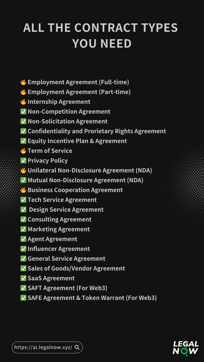 What type of contract do you need? The best template with a professional "AI Lawyer"🔥    

Handling a contract? Find LegalNow! 👉🏼ai.legalnow.xyz 

#ContractMaster