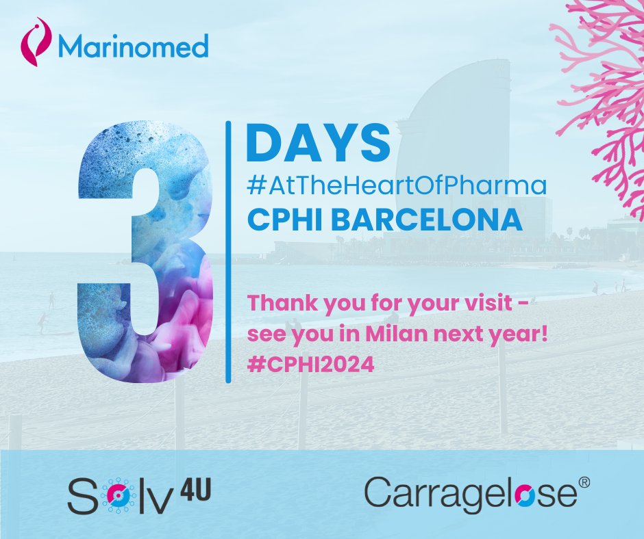 It's a wrap - a busy #CPHI2023 has closed its doors!

Thanks to our great team and to all our visitors! 👏🏼 Missed us? Reach out at bd@marinomed.com to find out more about #Solv4U & #Carragelose.

See you next at #BIOEUROPE Munich, Nov 6-8, 2023, Germany: informaconnect.com/bioeurope/