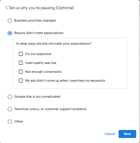 Hash_ppc's tweet image. new popup when you go to pause campaigns. #PPCChat