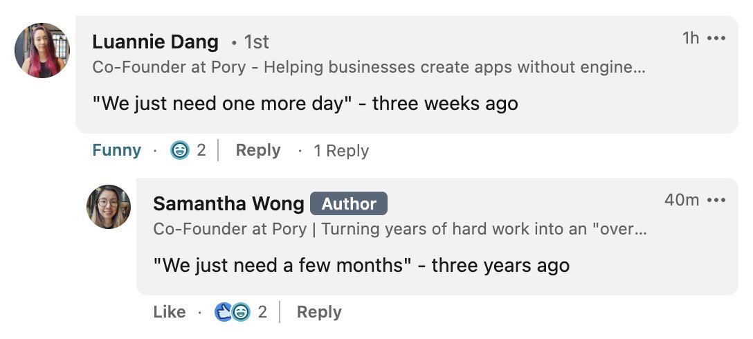 codinginjammies's tweet image. A day in the life of a founder:
Laughing at our own pain.