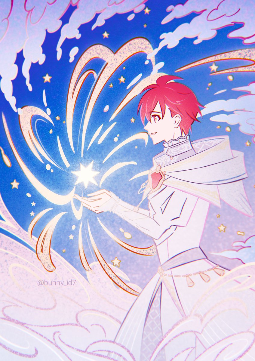 1boy male focus red hair solo short hair star (symbol) red eyes  illustration images