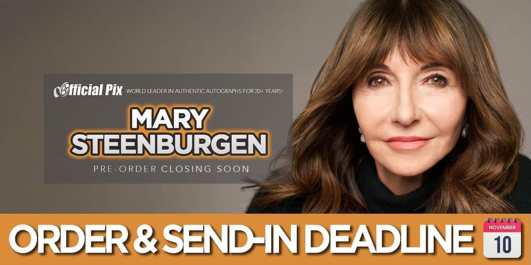 BacktotheFuture's tweet image. From OfficialPix.com: Fair Warning: Mary Steenburgen orders AND send-ins are due by November 10th.  Back to the Future fans, this could very well be a one and done, so don't delay in adding Mary to your BTTF cast pieces! officialpix.myshopify.com/collections/ma…