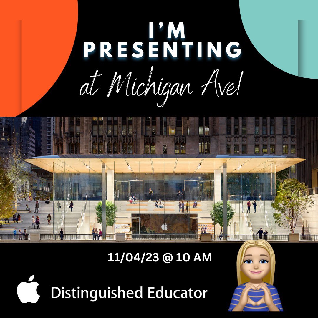 🍎 Join us Saturday in Chicago at the Apple Store📱 Thrilled to be presenting alongside @appyteacher as we showcase our community collaboration using built-in iPad tools to empower young minds with resilience. 🌟 Don’t miss it! #ADE2023 #AppleEducationCommunity