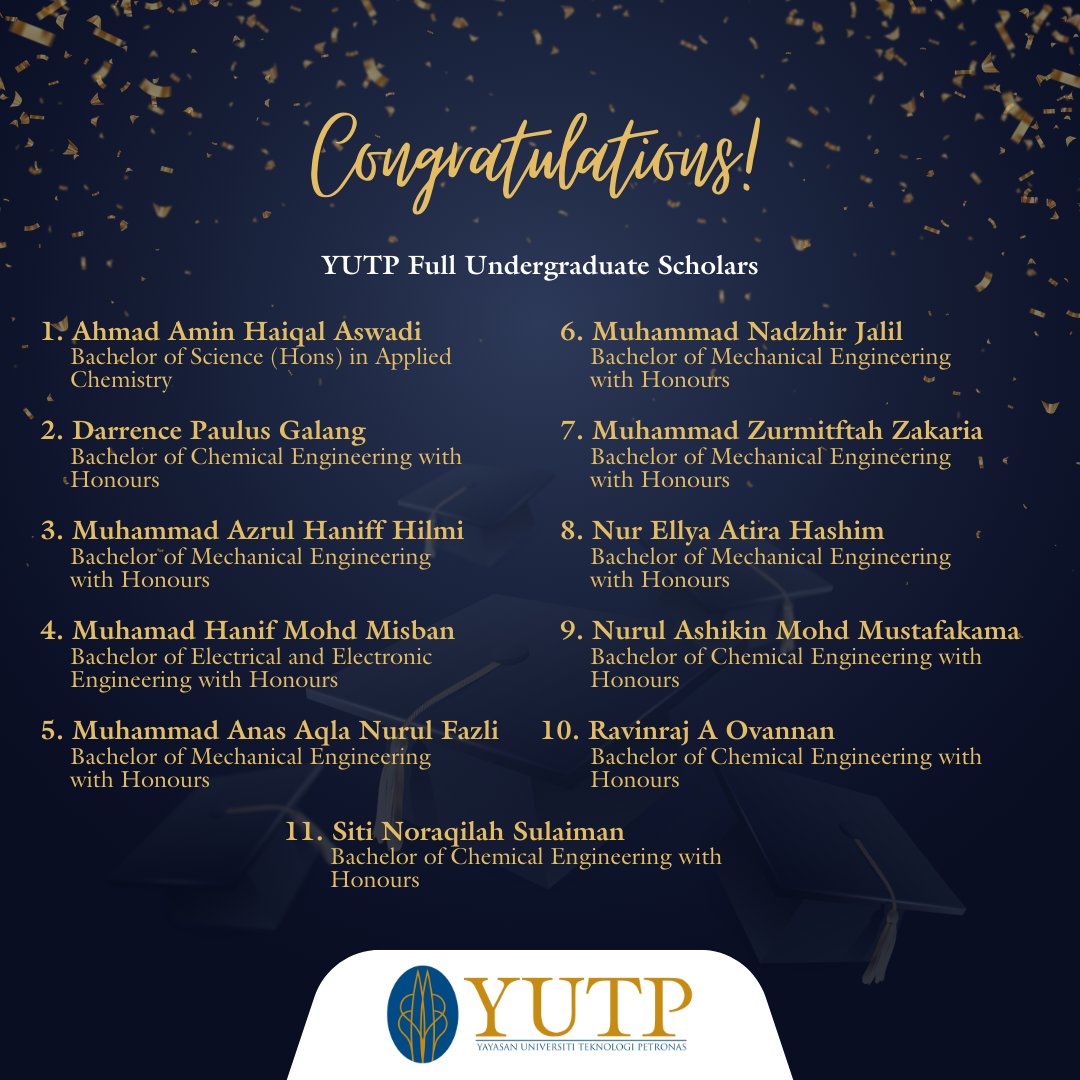 YayasanUTP's tweet photo. Congratulations to all YUTP scholars from the Class of 2023!
We have always been immensely proud of your journey toward success and we are honoured to celebrate graduation day with you! (cont.)
#YUTP #UTPinMe #23UTPConvo https://t.co/coAp7SCCSP