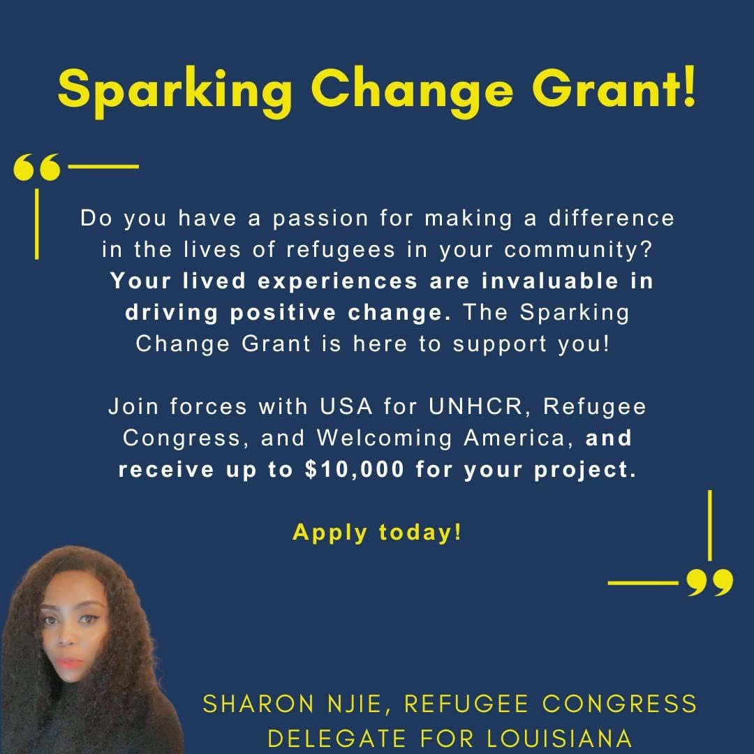 Sharinan5's tweet image. Apply today for the #SparkingChange grant! 

 usaforunhcr.typeform.com/sparkingchange

USA for UNHCR Welcoming America